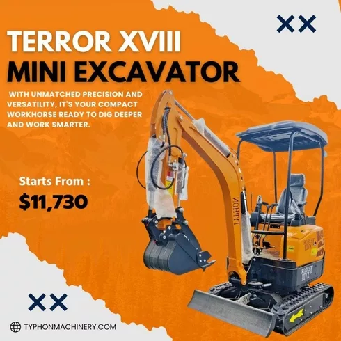 Top Compact & Mini Excavator Diggers- TYPHON Machinery